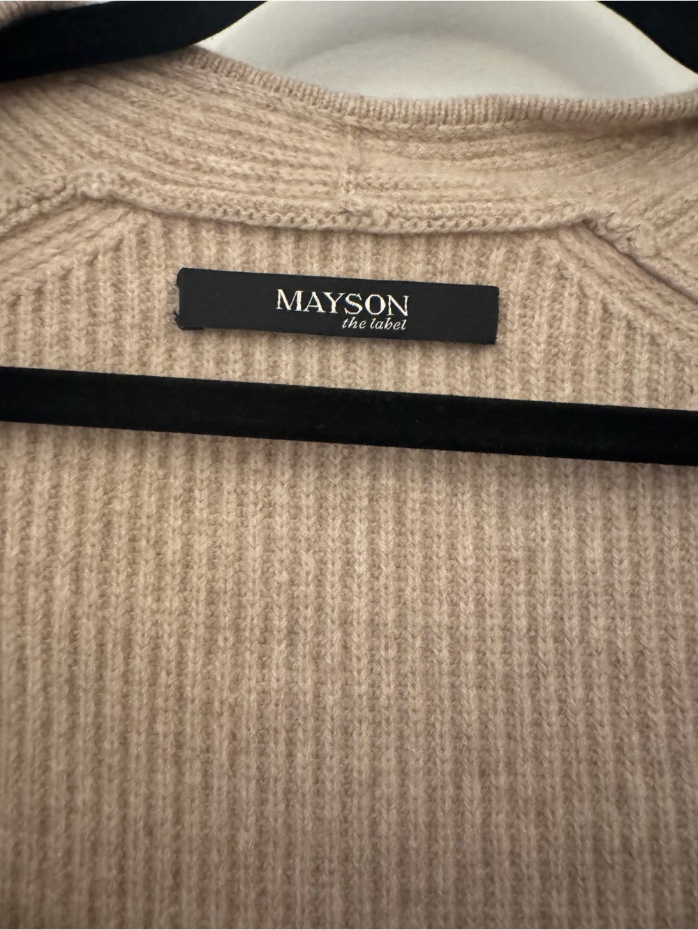 Mason Neutral Ribbed Cashmere Blend Square-Neck Sweater - Picture 2 of 4